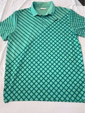 Fore Fathers XL Green Geometric Performance Golf Polo Shirt